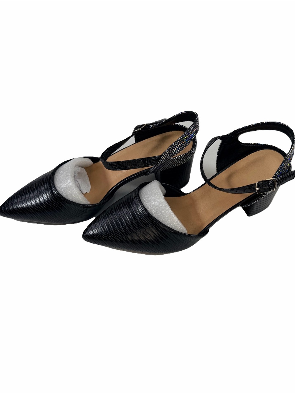 NWT Decould sylf Block Heels Sparkly Sandals Size 7 Women's - Picture 6 of 15